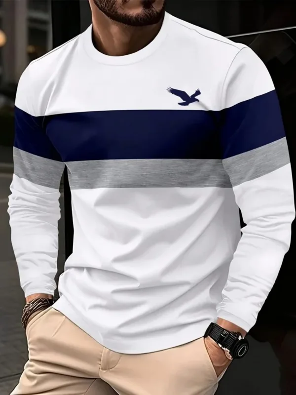 Men'S Tops Fashion - Modieus nieuw herfst-T-shirt voor heren, gestreept,