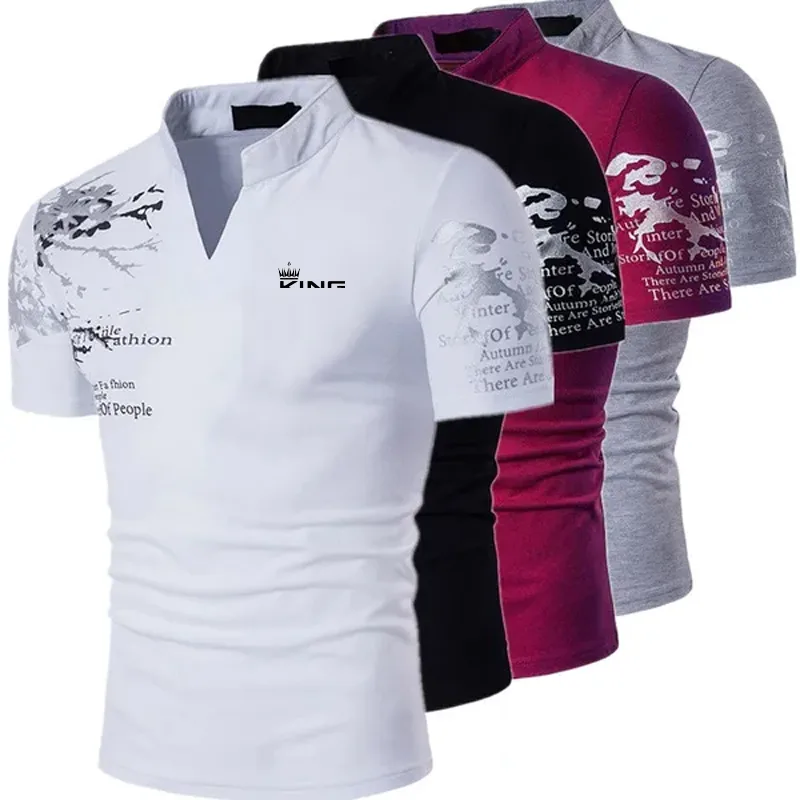 Men'S Fashion Golf Clothing - Herenpoloshirt Golfshirt Grafische prints V-hals Buiten