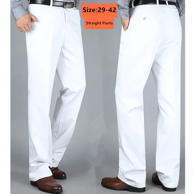 Formal Trouser Stretch - Witte Broek Mannen Kantoor Formele Straight