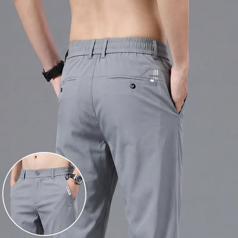 Formal Trouser Stretch - Herenbroek van ijszijde, slanke rechte pijpen,