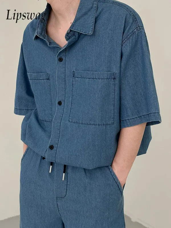 Jeans Shirt Fashion For Men - Streetwear Vintage Heren Jeans Tweedelige Pakken