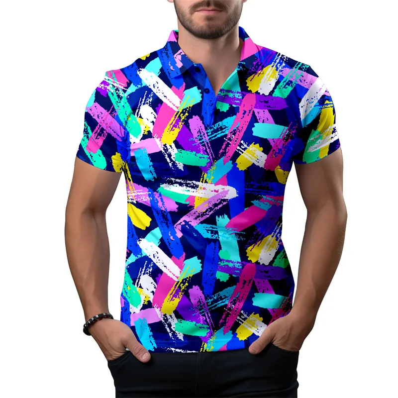 Men'S Fashion Golf Clothing - 2024 Nieuwe 3d Print Poloshirt Voor