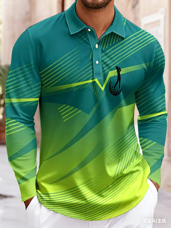 Men'S Fashion Golf Clothing - Modieus geometrisch patroon heren poloshirt met