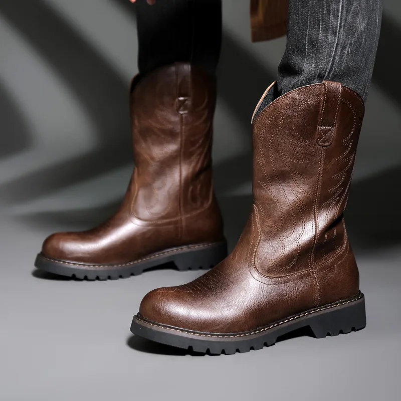 Mens Fashion Zapatos - Mode Heren Cowboylaarzen Nieuwe Borduren Vintage