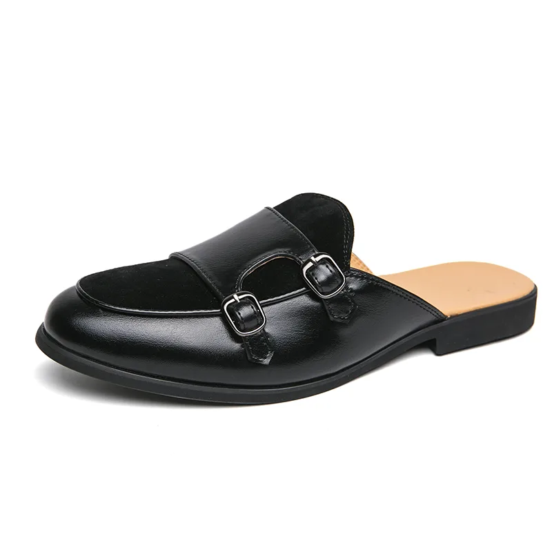 Mens Fashion Zapatos - Mode Zwart Groen Monniksriem Halve Slippers