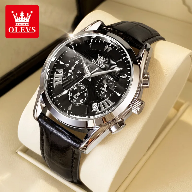 Fashion Mens Watches - OLEVS casual mode herenhorloges maanfase chronograaf