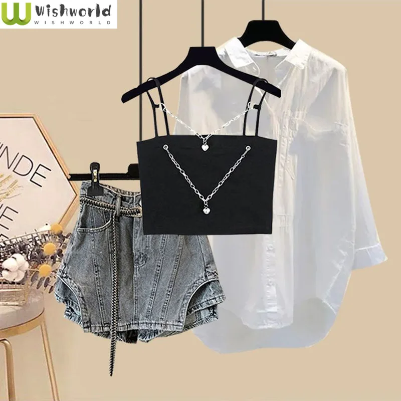 Jeans Shirt Fashion For Men - Zomerset Dames 2024 Nieuwe Koreaanse Mode
