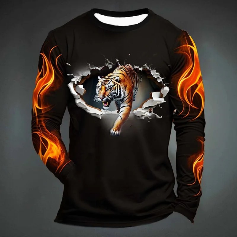 Men'S Tops Fashion - Grappige Tijgerprint T-shirt Voor Mannen Casual