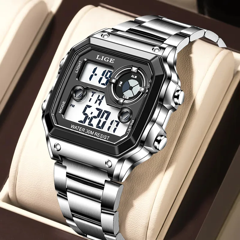 Fashion Mens Watches - LIGE Fashion Casual elektronisch herenhorloge Sport
