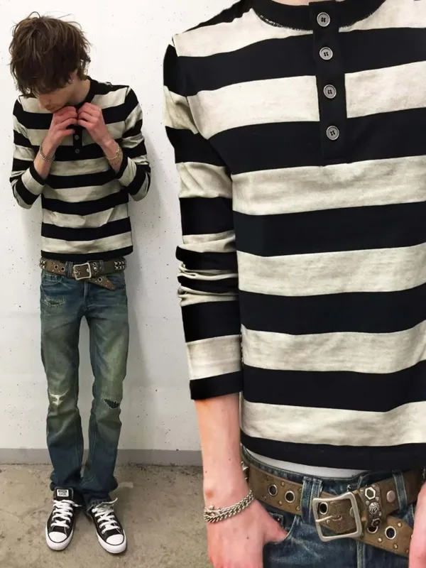 Mens Fashion Casual - Y2K retro mode, streetpunk stijl, gestreept,