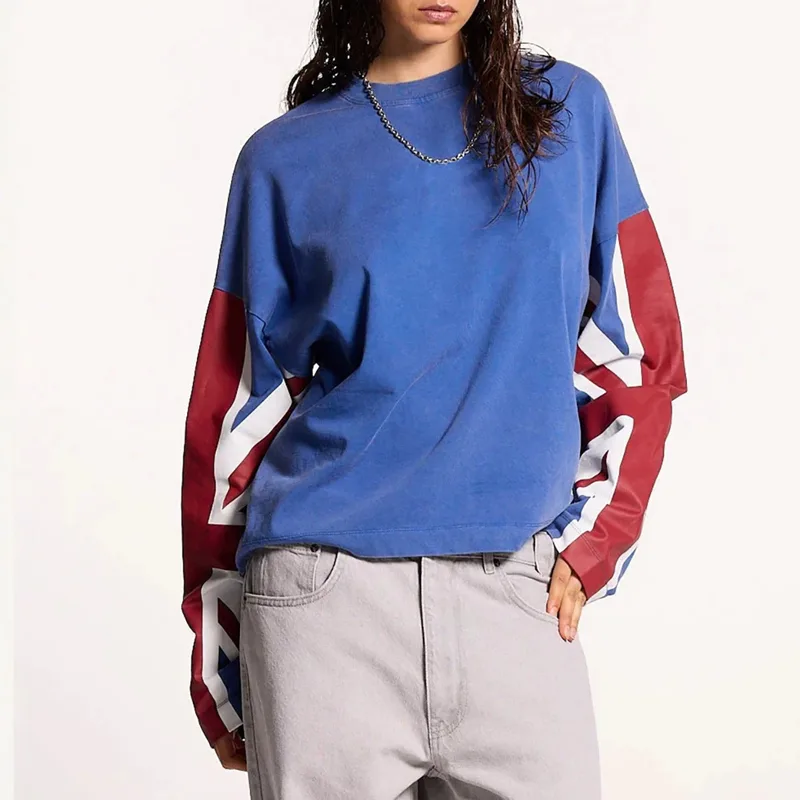 Men'S Tops Fashion - Herfst- en wintercontrasterend T-shirt met lange