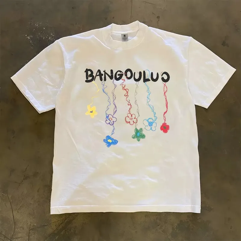 Mens Fashion Young - BANGOULUO T-shirt heren dames kleurrijke bloem