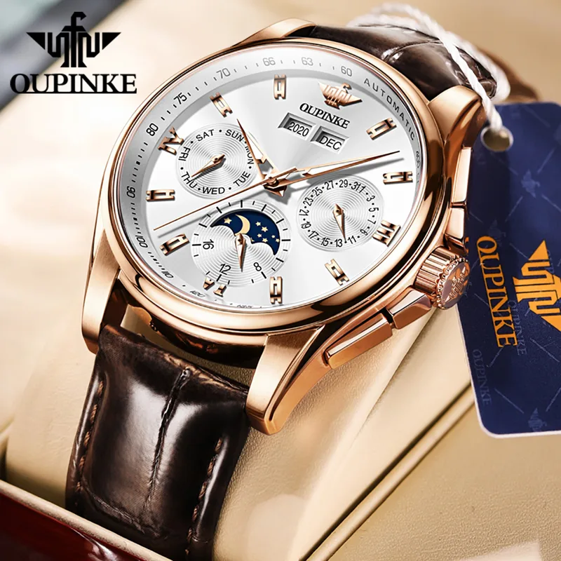 Fashion Mens Watches - OUPINKE herenhorloges casual trend lederen band