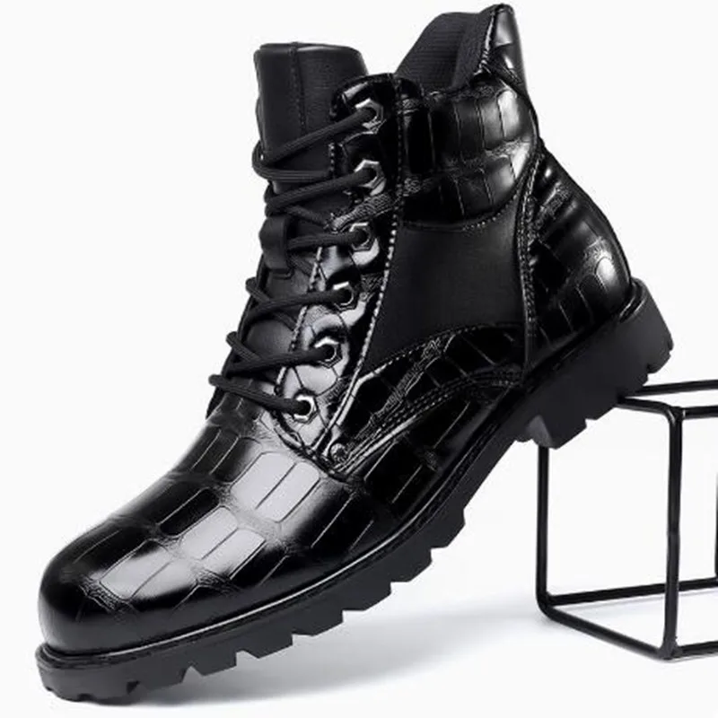 Mens Fashion Zapatos - Merk Heren Laarzen Rasterpatroon Vierkante Hak