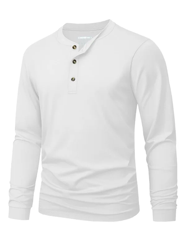 Men'S Tops Fashion - Henley-T-shirt voor heren Eenvoudige effen kleurprint