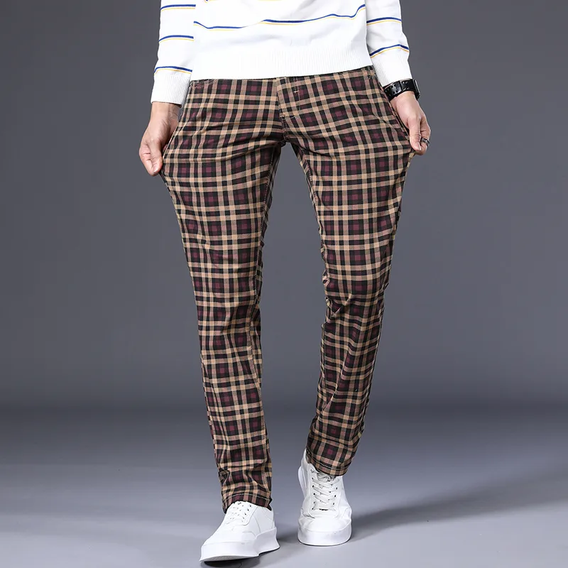 Mens Fashion Young - 6 Kleuren Klassieke Geruite Casual Broek