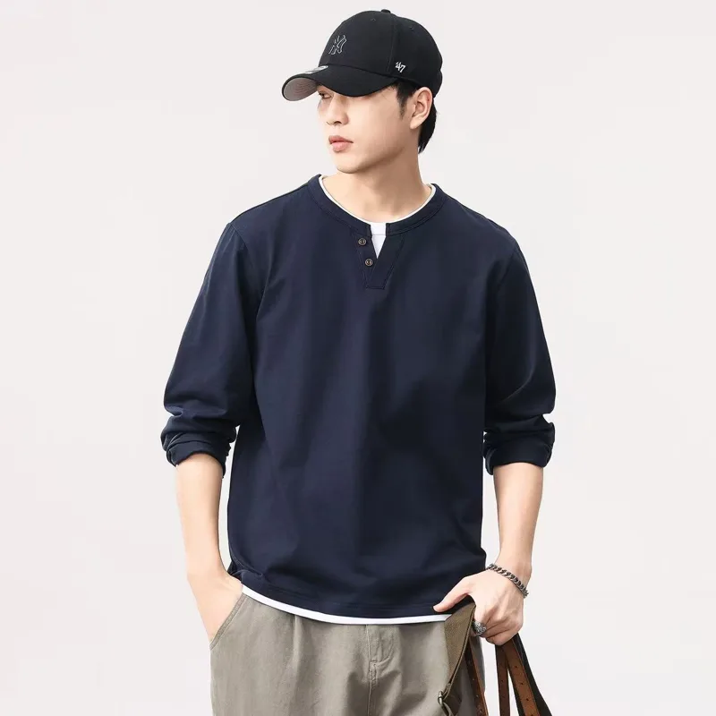 Men'S Tops Fashion - Nieuw lente- en herfstherenoverhemd met lange