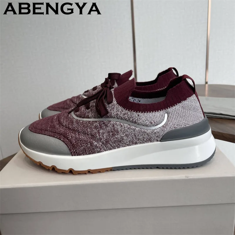Mens Fashion Trainers - Heren Nieuwe veelkleurige gebreide loafers Schoenen