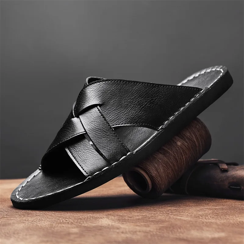 Mode Echt Leer Heren Slippers  - Mens Fashion Zapatos recensie en prijs
