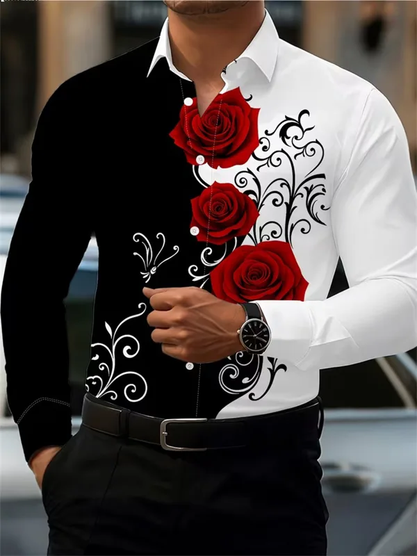 Herenshirt met rode rozenprint - Men'S Fashion recensie en prijs