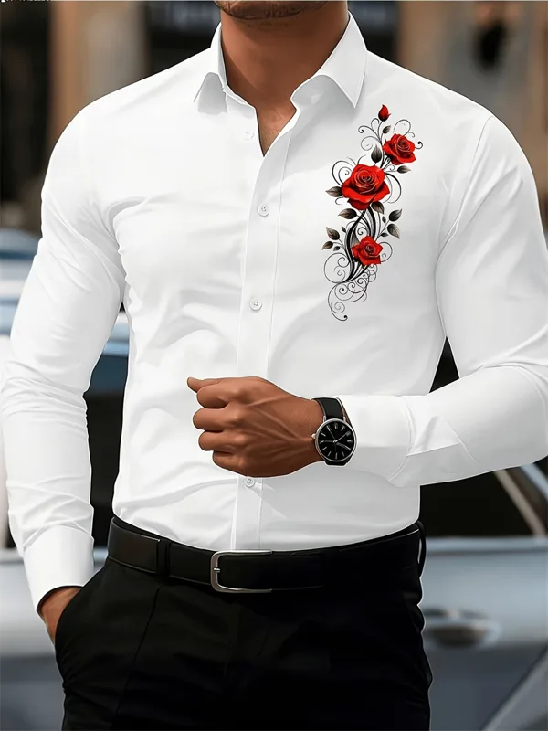 Herenshirt met rode rozenprint - Men'S Fashion recensie en prijs