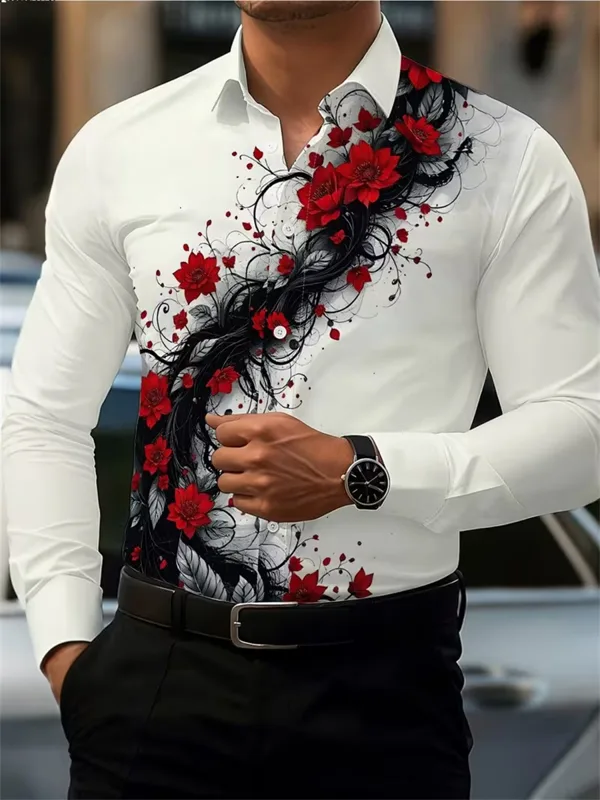 Herenshirt met rode rozenprint - Men'S Fashion recensie en prijs